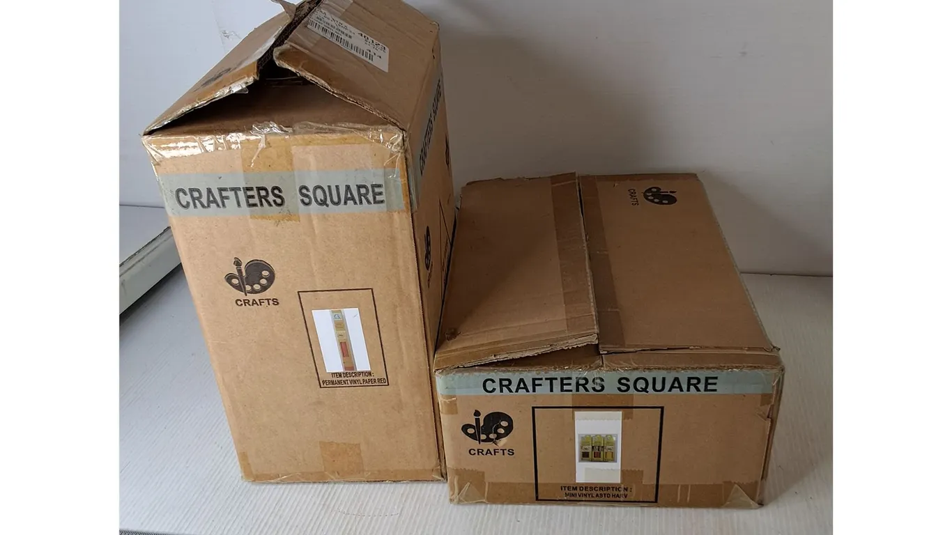 (2) Boxes of Vinyl Paper Rolls- Red & Harvest Colors