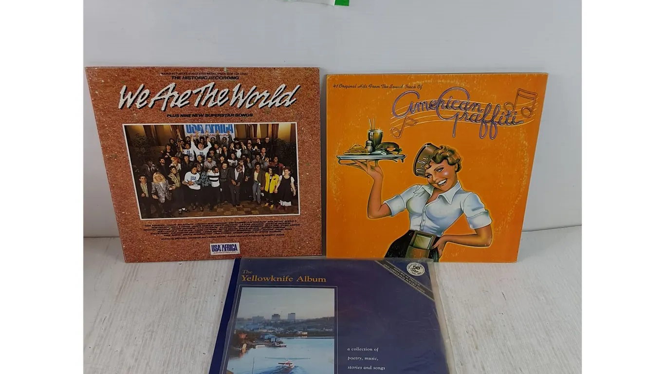(3) Vinyl Albums, We Are The World, The Yellowknife Album, American Grafitti