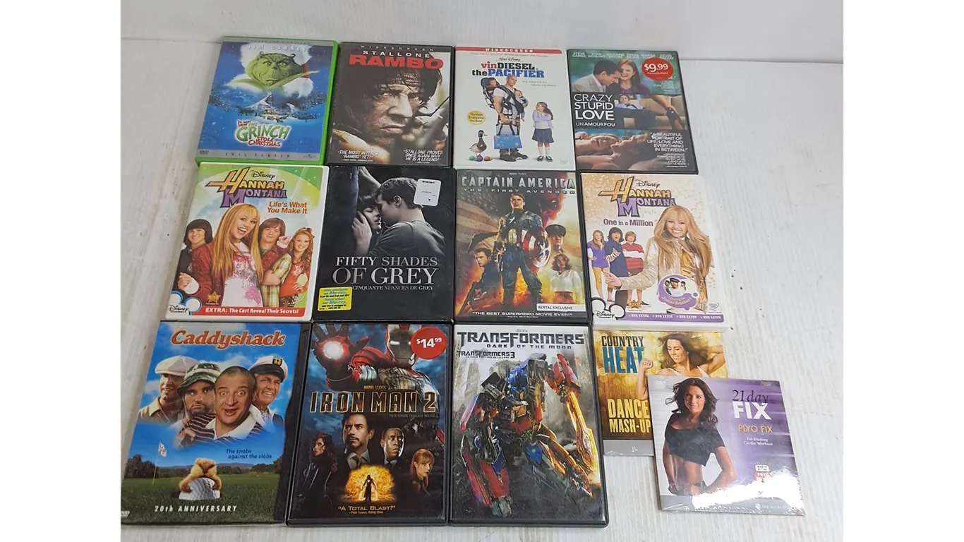 (13) DVD/PC Movies/Video - Rambo, Caddyshack, The Grinch