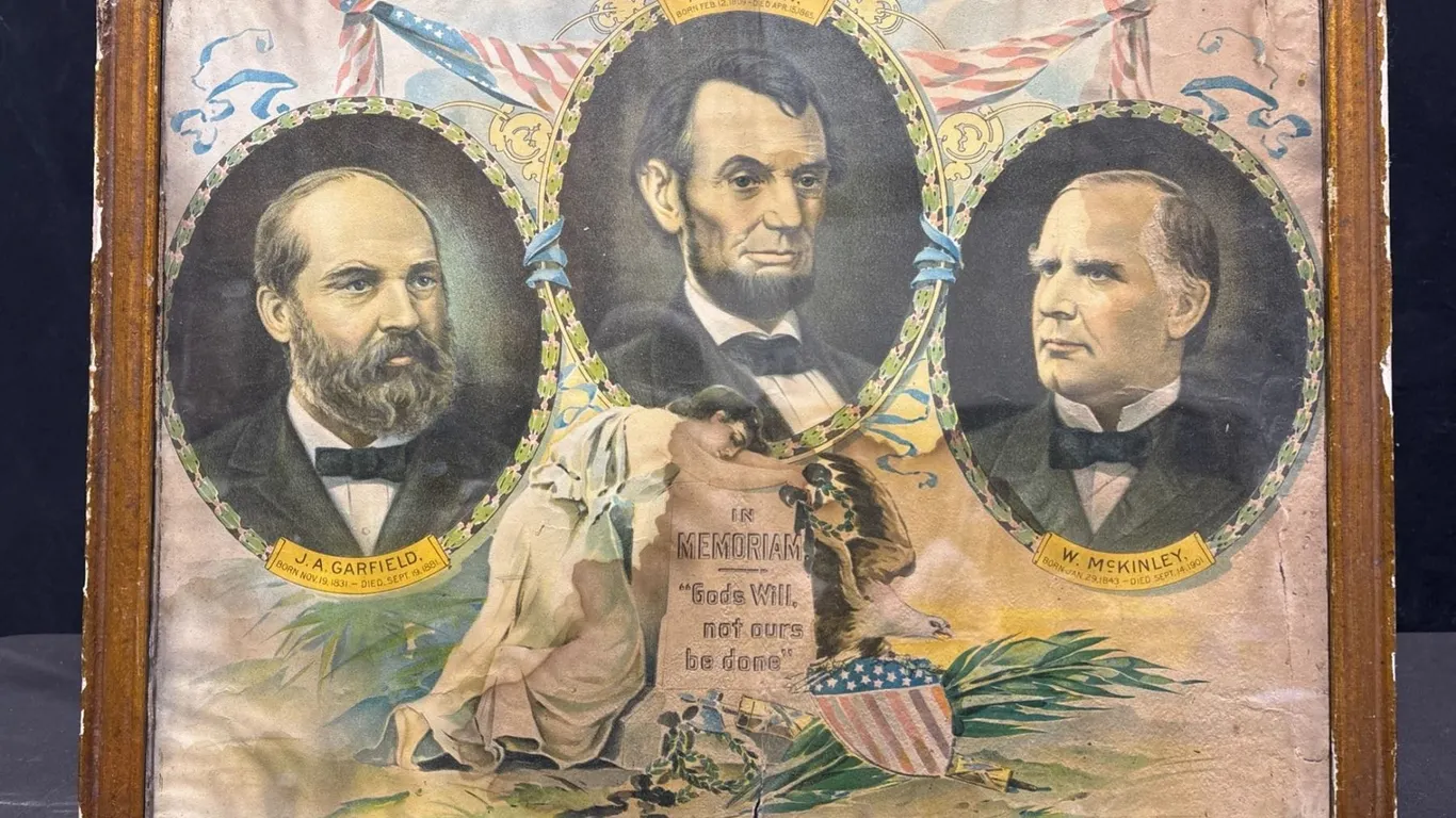 Framed Memorial Print of Lincoln, Garfield, and McKinley
