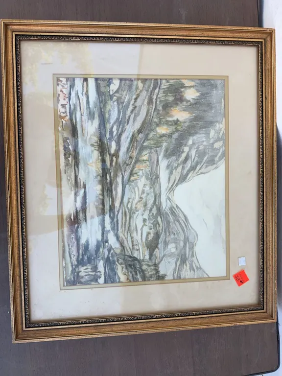 Framed Landscape Watercolour by Martha Stewart, 25x22 Inches