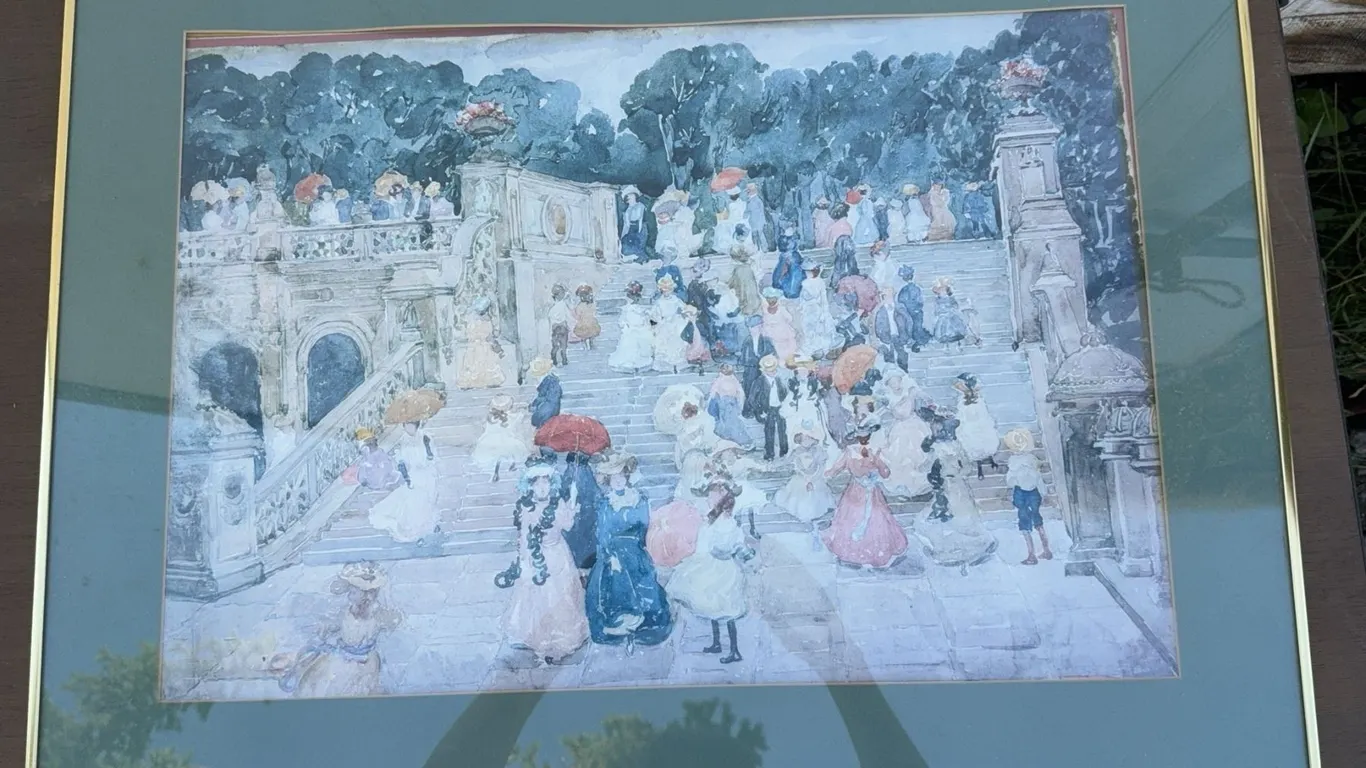 Framed Print of 19th Century Social Gathering, 31x23 Inches