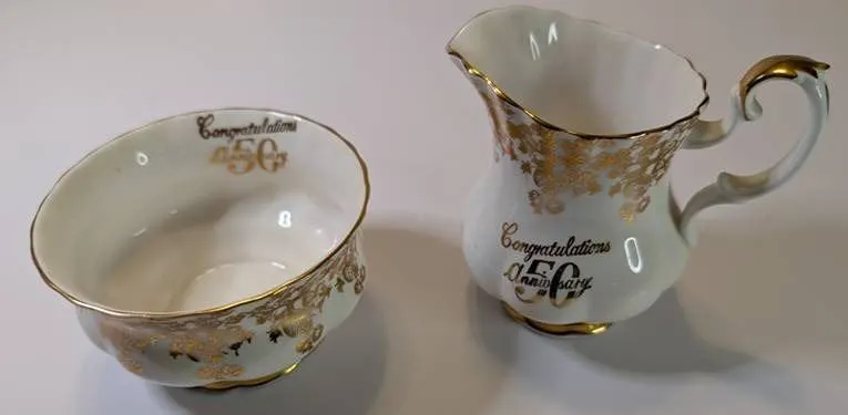 Royal Albert- 50th Anniversary Sugar Bowl & Creamer