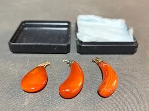 3 Agate Pendants with Metal Bails in Presentation Box