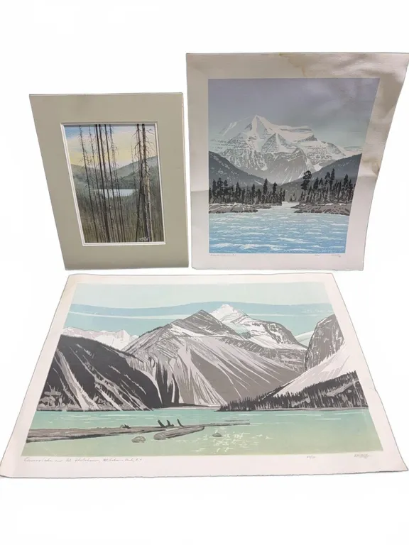 George Weber Art Lot: 2 Signed Prints & Watercolour 1985