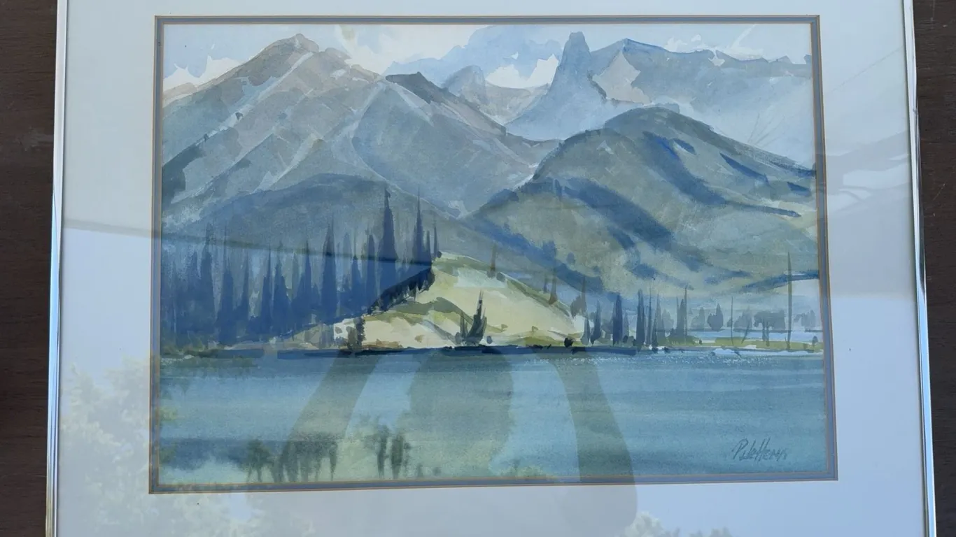 Framed Watercolour Landscape Painting Signed 26x20 Inches