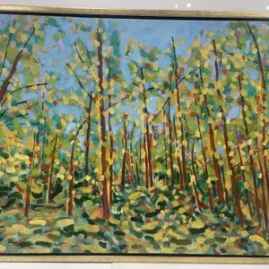 RICHARD ROBESCO 'YELLOW TREES' OIL ON CANVAS