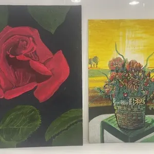 LOT OF TWO UNFRAMED FLORAL OIL ON BOARD