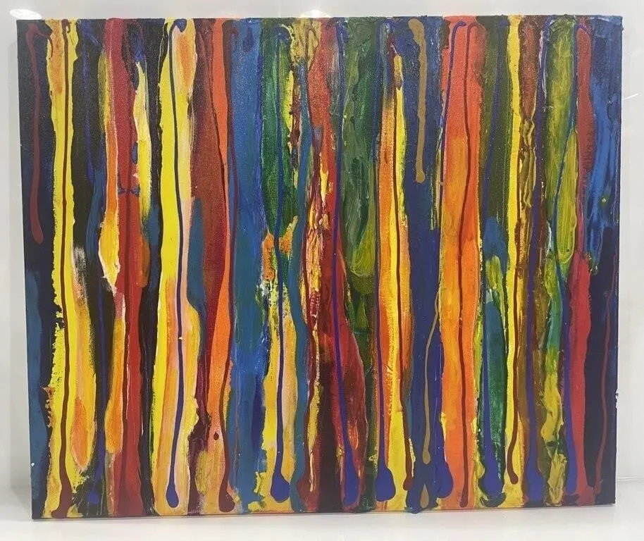 UNFRAMED COLOURFUL ABSTRACT ACRYLIC ON CANVAS