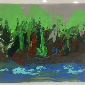 UNFRAMED UNSIGNED ABSTRACT  ACRYLIC ON CANVAS
