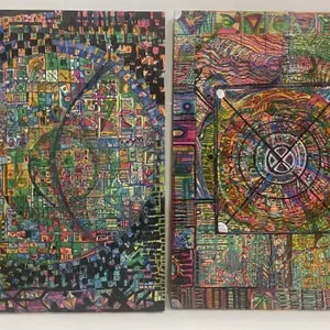 LOT OF TWO UNFRAMED ABSTRACT  ACRYLIC ON BOARD