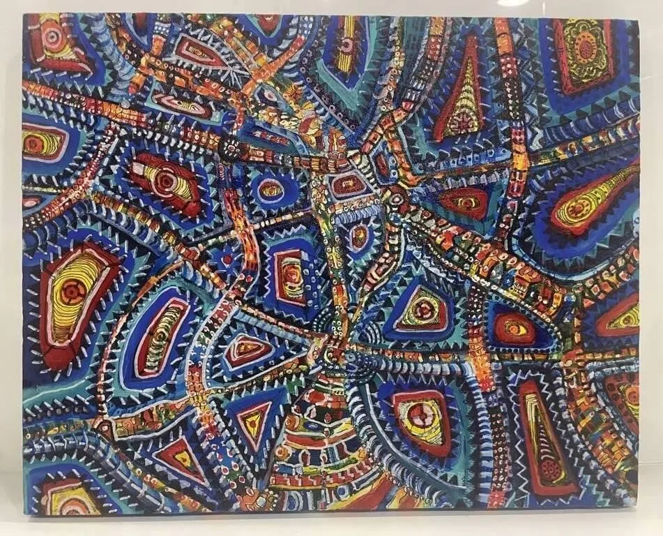 UNFRAMED UNSIGNED ABSTRACT ARYLIC ON CANVAS