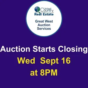 Auction begins to close Wednesday, Sept 16, 2026,