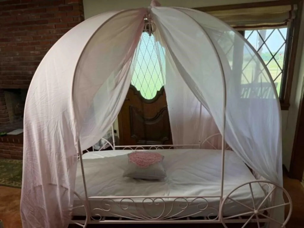 Pink Twin Carriage Bed