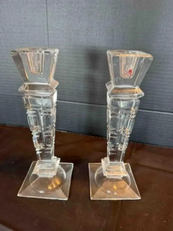A pair of Crystal Candlestick Holders