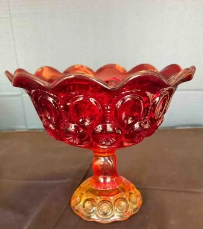 Moon and Stars Red Glass Dish