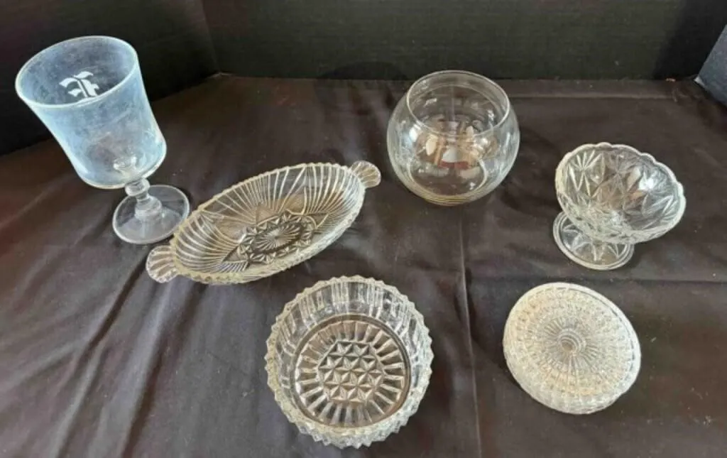 Misc. 9 Pieces of clear glass dishes