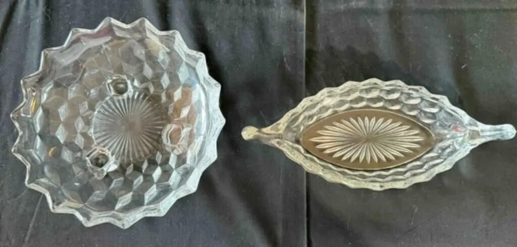 2 Fostoria, Relish boat & candy dish