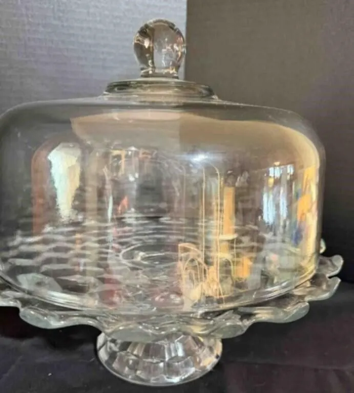 Fostoria Footed Cake Plate w/ dome
