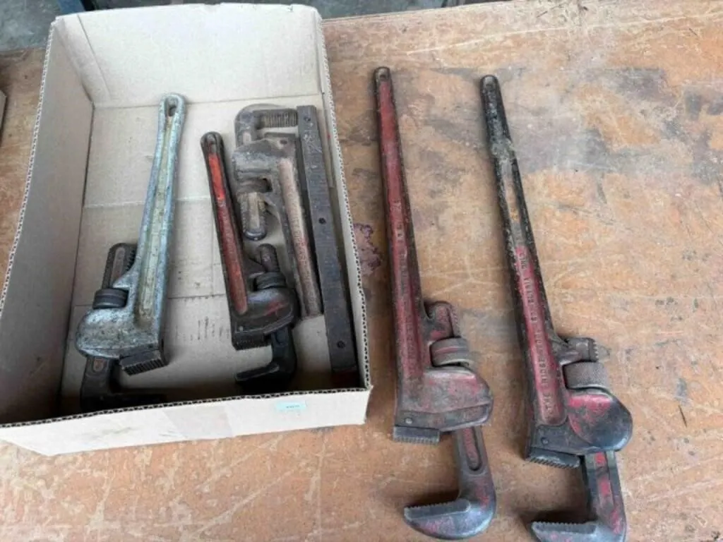 Box of Pipe Wrenches