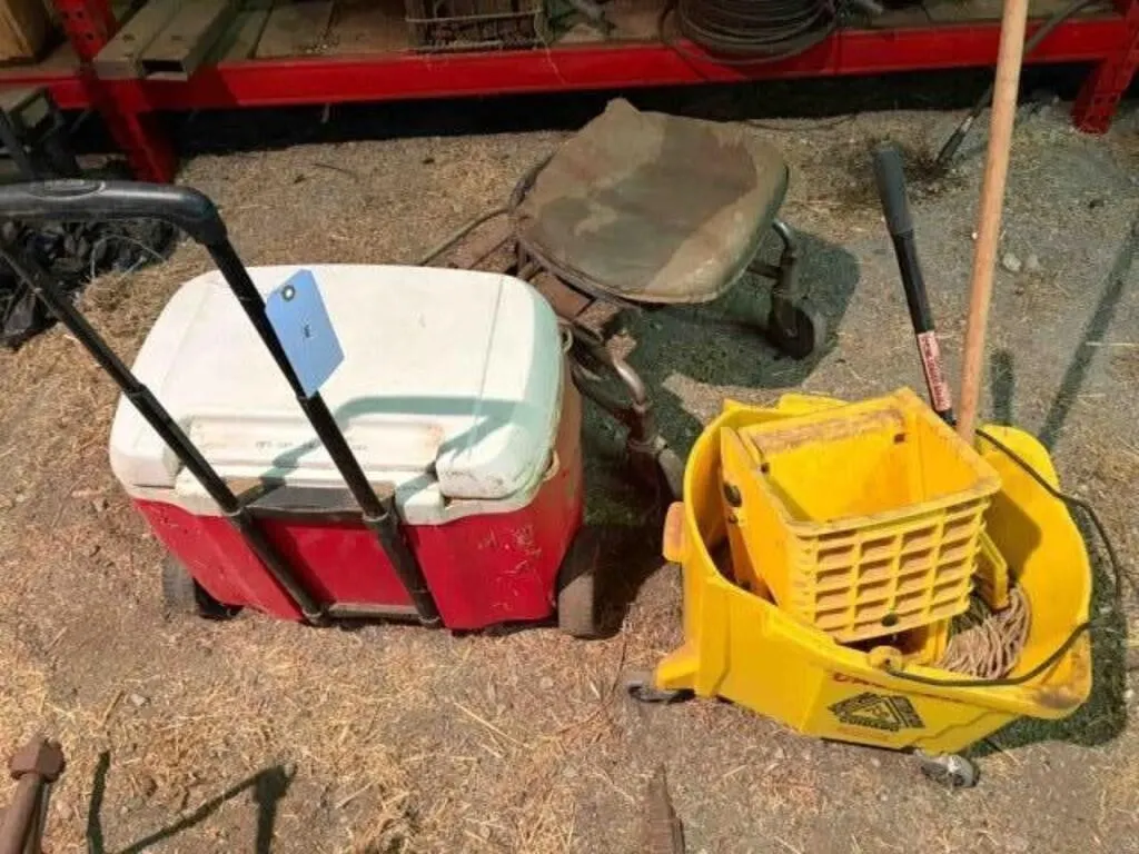 Ice Chest, Mop Bucket, roller Cart