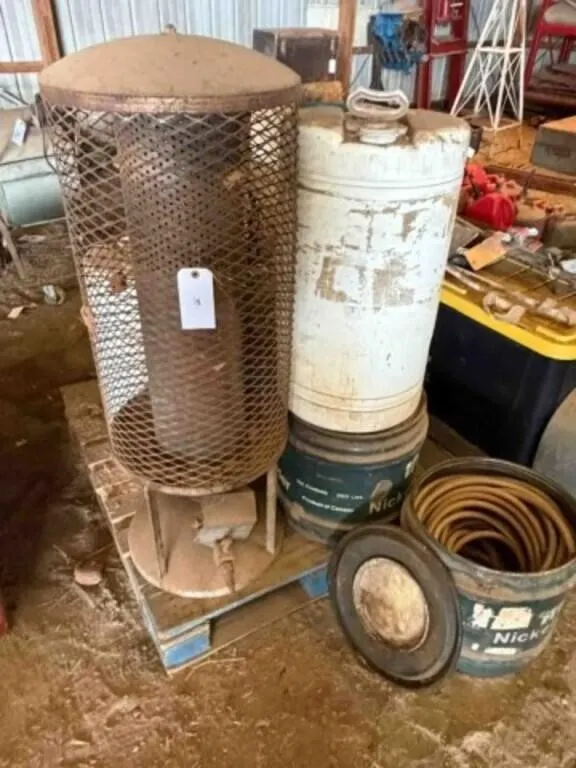 Pallet with Radiant Heater, Misc. Containers