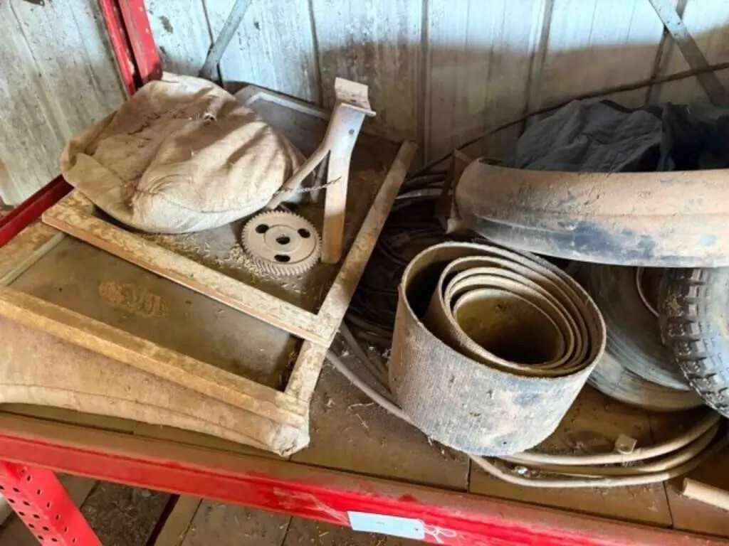 Shelf Contents: Lawn and Garden tires, hose