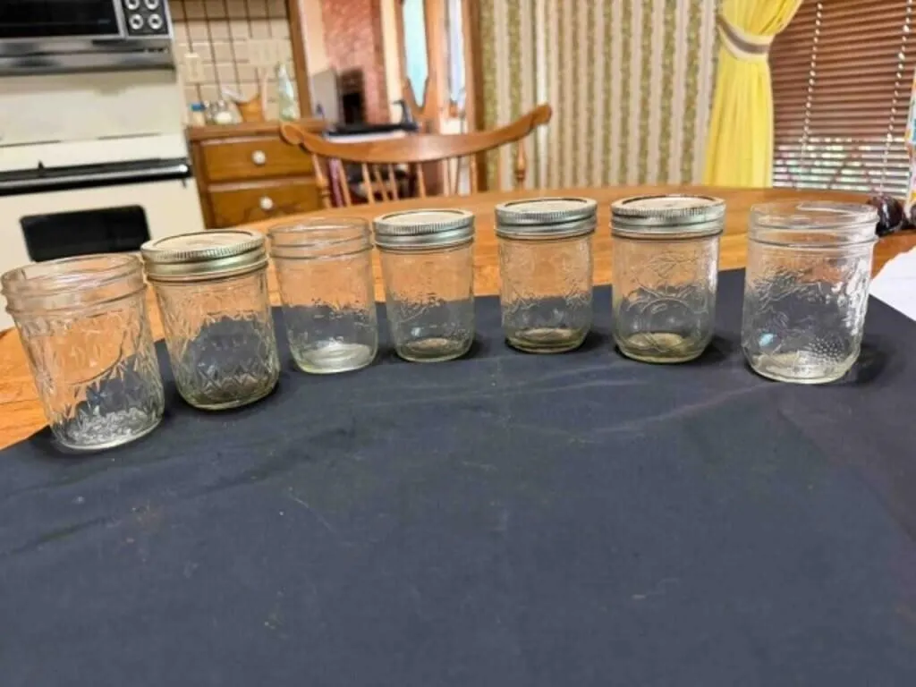 7 Vintage Jars, 7 oz. jars
