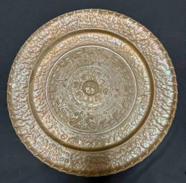 Vintage Mayan or Aztec Sun Calendar