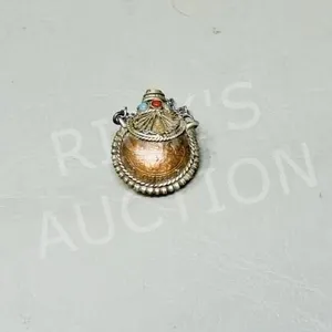 vintage mini brass & silver  scent bottle