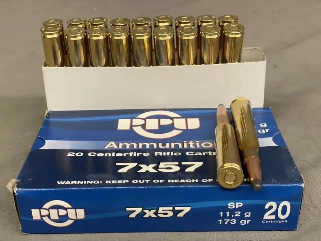 Two boxes of 20 PPU 7x57 cal. CF rifle