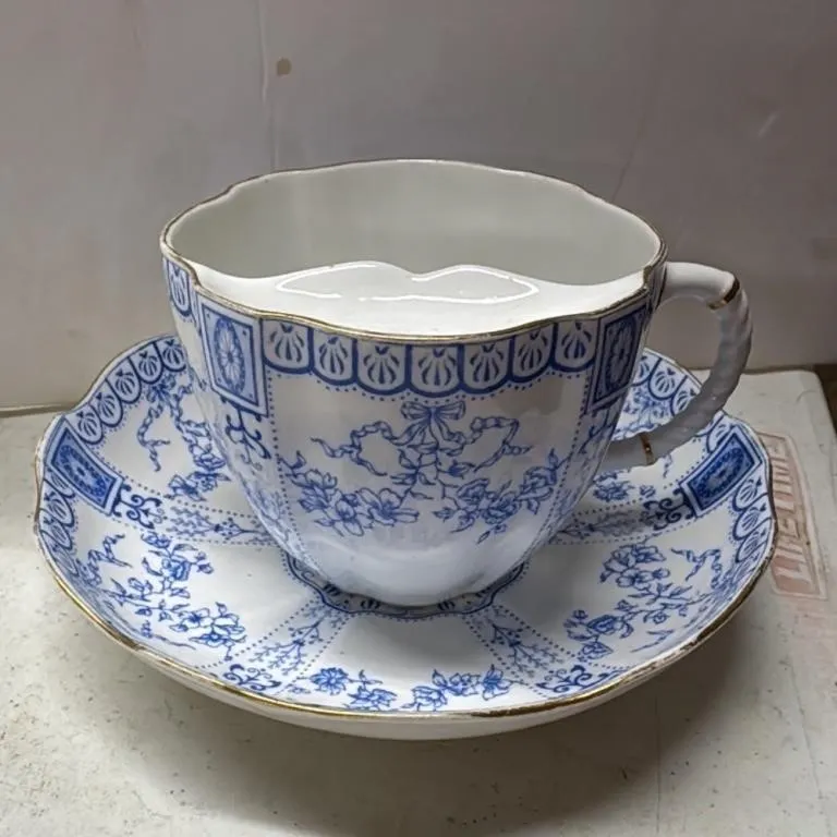 Royal Crown Derby Blue and White Teacup and Saucer