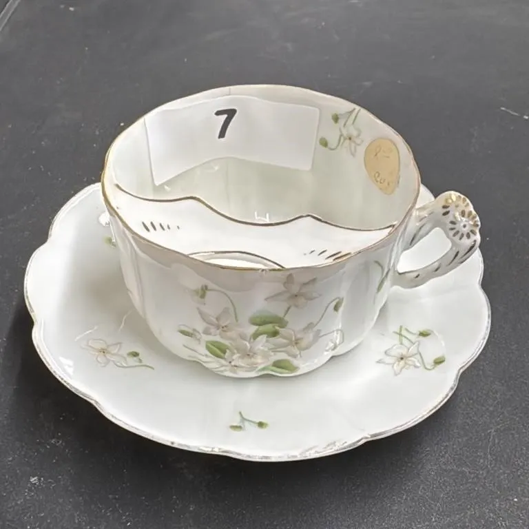 Bavarian China Germany Cup and Saucer Set Floral D