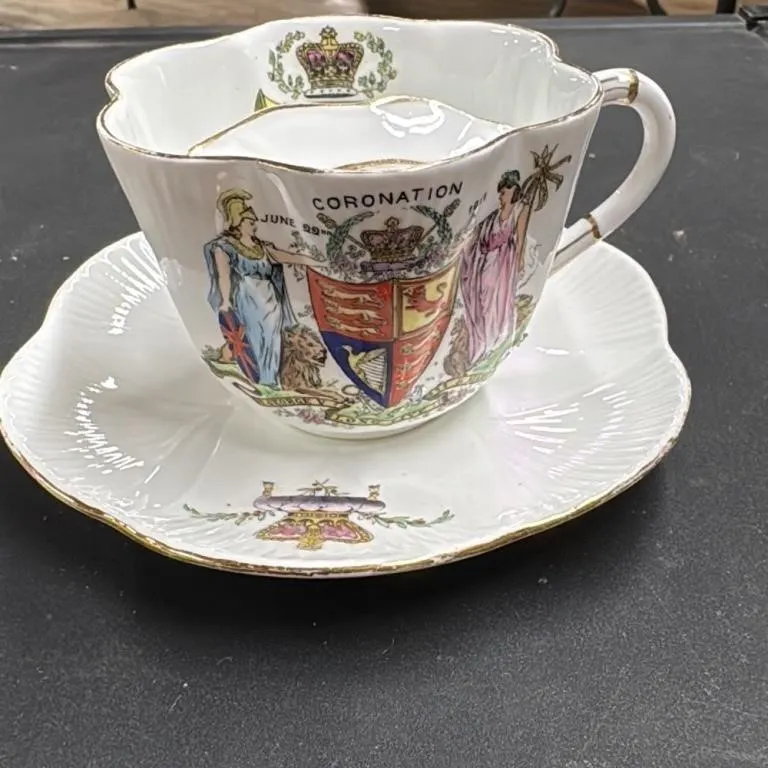 Haviland France Coronation Tea Cup and Saucer Set
