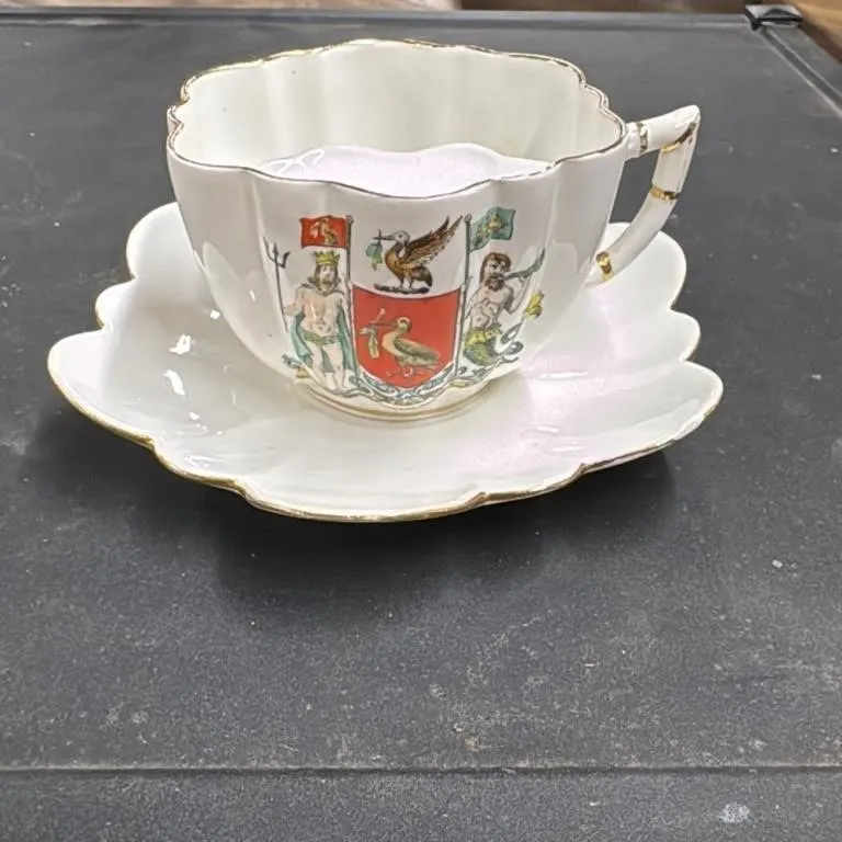 Vintage Foley China Teacup and Saucer Set with Cre