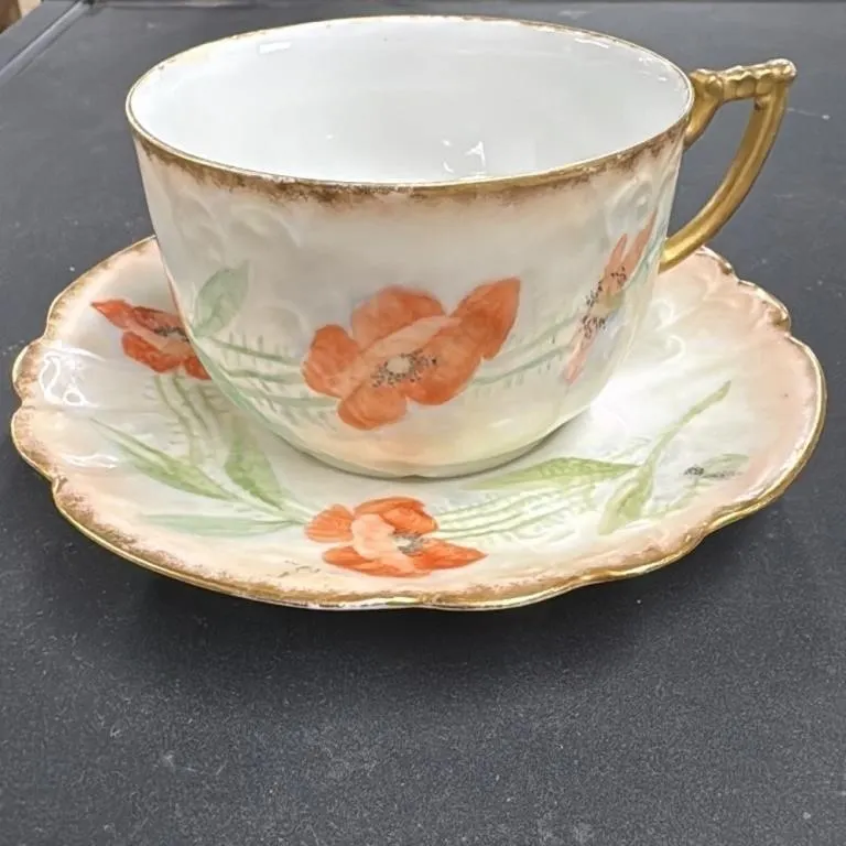 Vintage Limoges France Porcelain Teacup and Saucer