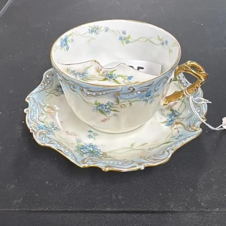 Elite France Porcelain Tea Cup and Saucer Set Blue