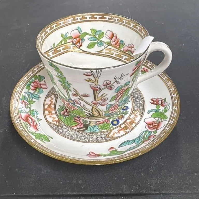 Coalport A.D. 1750 Teacup and Saucer Set Floral Pa