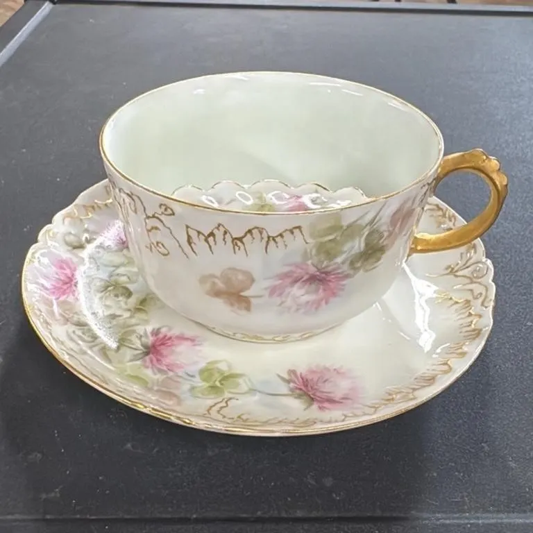 Vintage J.P. L. France Porcelain Tea Cup and Sauce