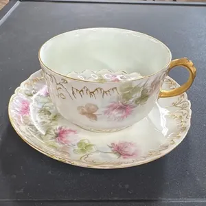Vintage J.P. L. France Porcelain Tea Cup and Sauce