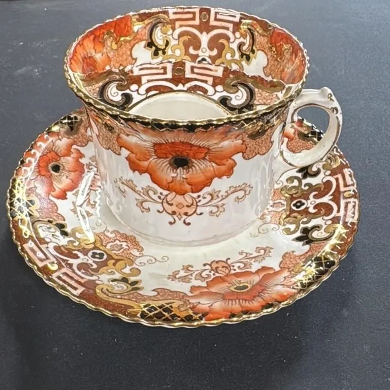 Antique Royal Brierley Porcelain Teacup and Saucer