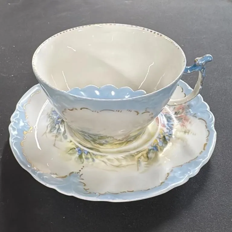 Vintage J.P. L France Porcelain Teacup and Saucer