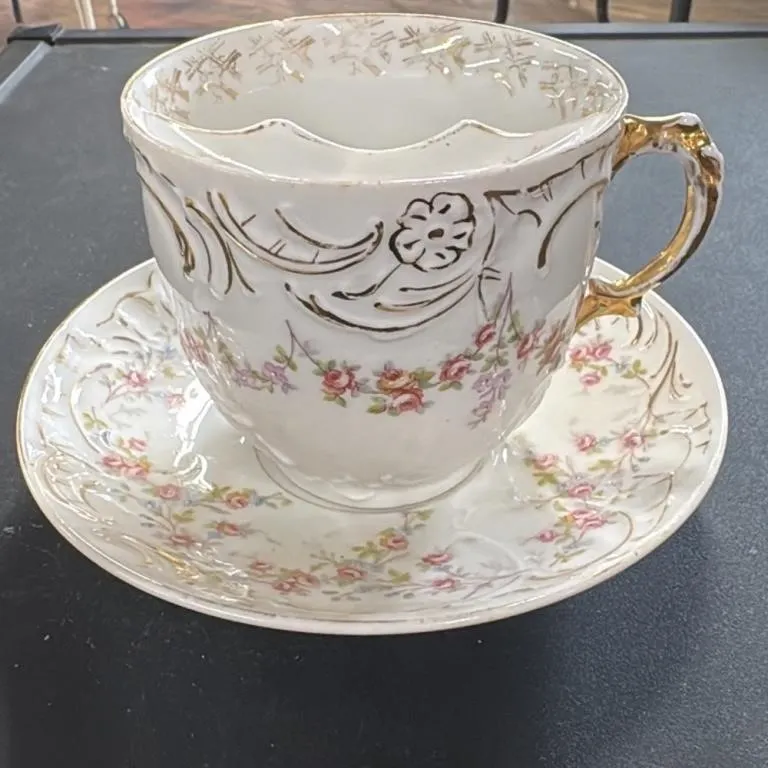 Vintage C.T. Germany Porcelain Mustache Cup and Sa