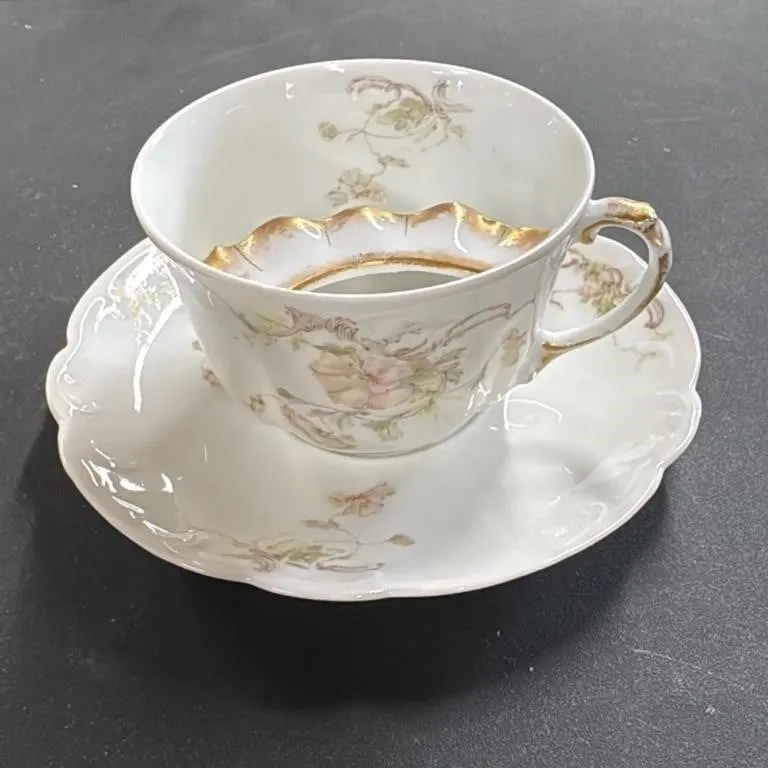 Vintage Limoges France Porcelain Tea Cup and Sauce