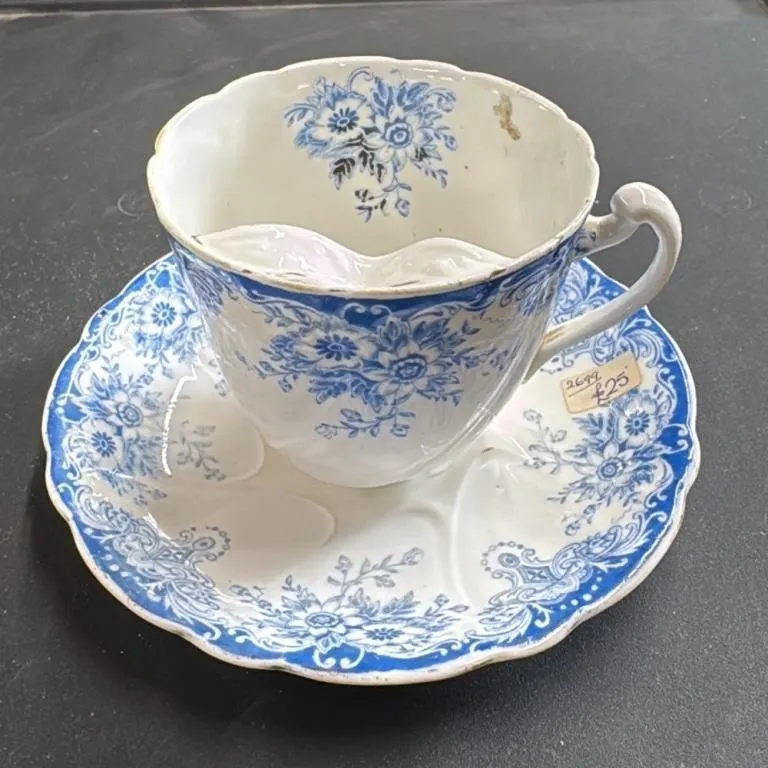 Foley Art China Tea Cup and Saucer Set Blue Floral