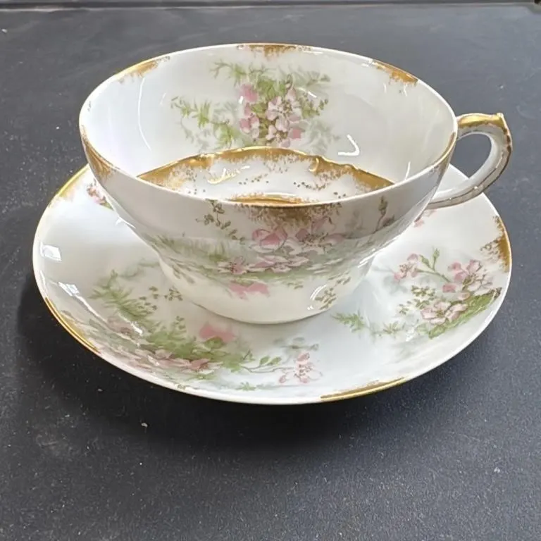 Vintage Theo Haviland Porcelain Teacup and Saucer