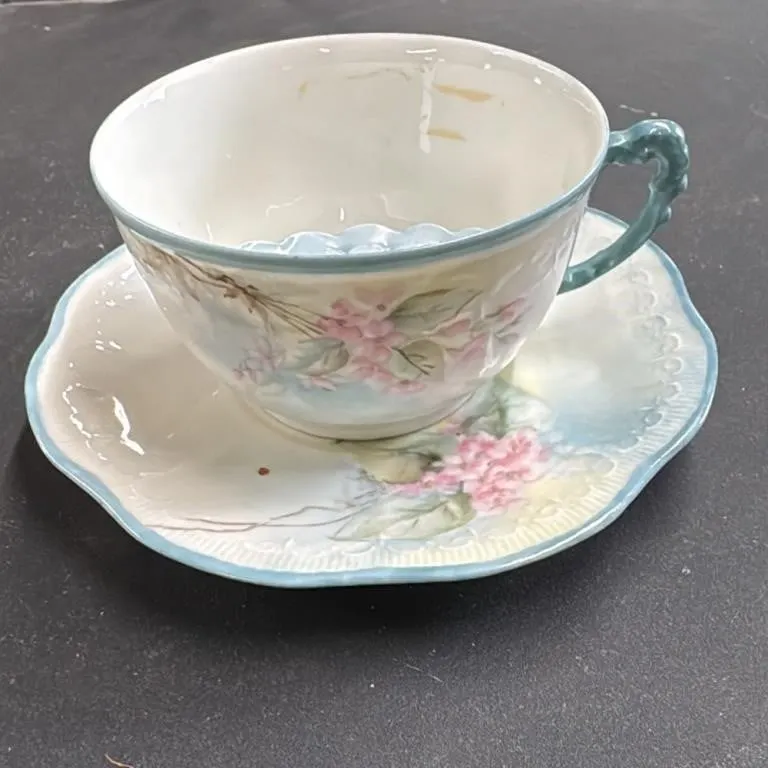 JPL Limoges France Porcelain Teacup and Saucer Set