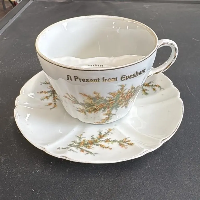Vintage "A Present from Evesham" Teacup and Saucer