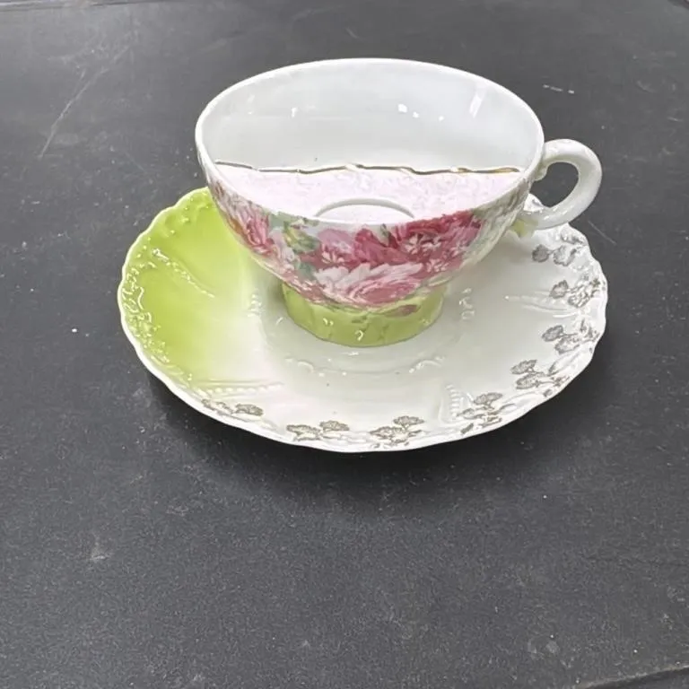 Vintage Floral Teacup and Saucer Set