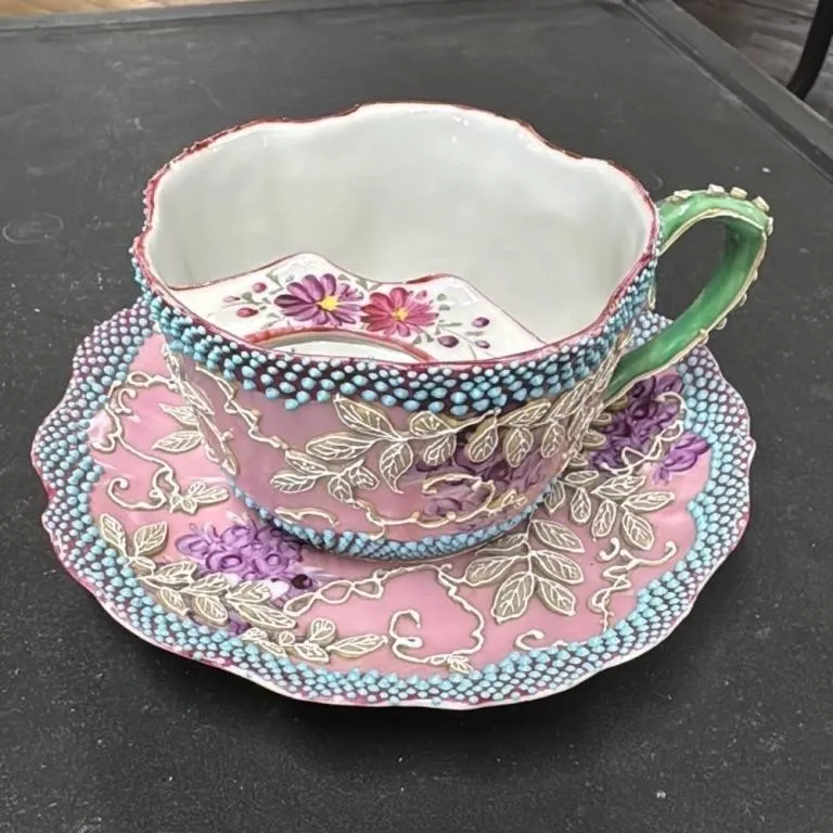 Antique Japanese Porcelain Tea Cup and Saucer Set